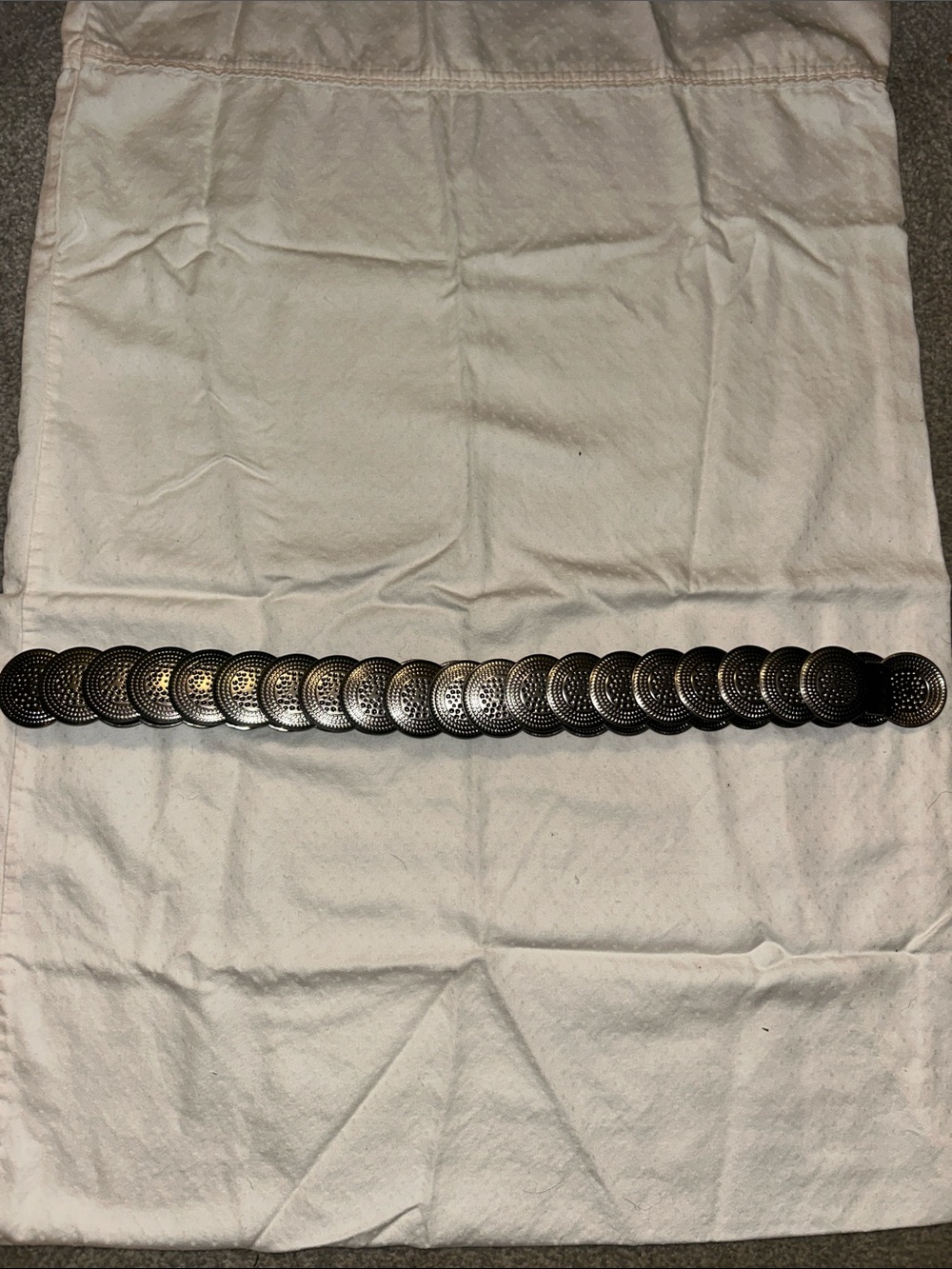 Women’s Silver Metal Coin-Link Belt